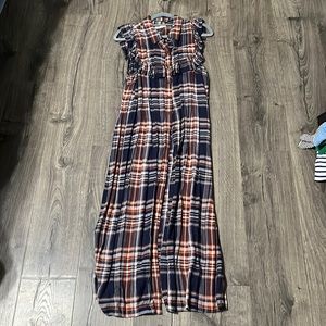 Navy and burnt orange fall dress! Could also been worn as a long vest.